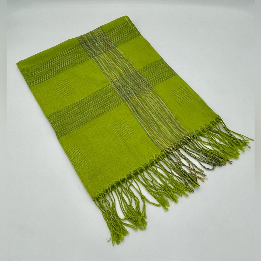 South African-made silky soft scarf with fringe and open weave detail